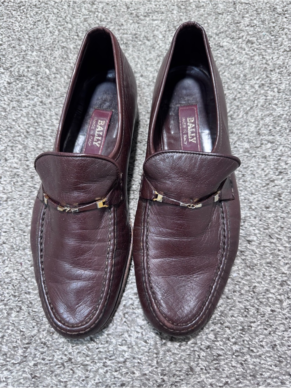 Bally Mens Soft Leather Loafers Sz 10 W Brown Oxblood Made in Italy